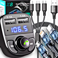 TRANSMITER BLUETOOTH FM MP3 AUDIO BT KABEL USB 3W1 LIGHTNING MICRO USB C