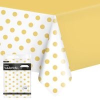 OBRUS FOLIOWY PROSTOKĄTNY ZŁOTY W KROPKI 137X274cm DUŻY