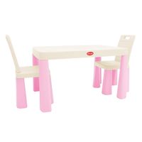 stolik + krzesełka dla dzieci plastikowe - różowy-beżowy