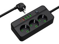 Przedłużacz sieciowy PS-350Z 3-Gniazda 4xUSB+USB-PD 5m czarny 3x1mm