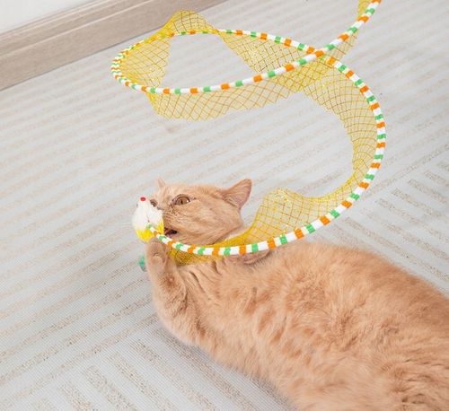 TUNEL DLA KOTA ZABAWKA SPRĘŻYNKA MYSZKA PIÓRKA 2w1 na Arena.pl