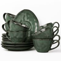 Serwis kawowy Uminami zielony na 8 osób 16 szt. Nowoczesny Do zmywarki