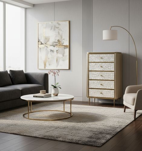 Komoda złota ryflowana muszelkowe fronty Champion 120x80x40 na Arena.pl