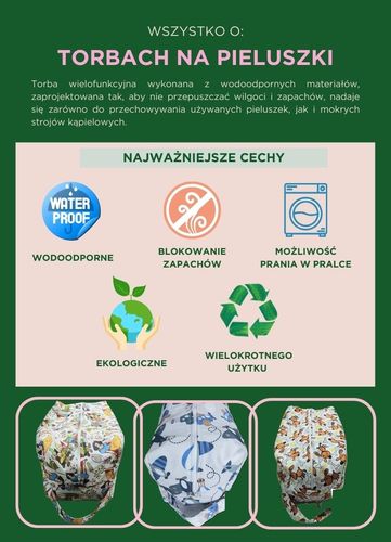 TORBA  na Pieluszki  JEDNOROŻCE MIĘTOWE, NappiMe na Arena.pl