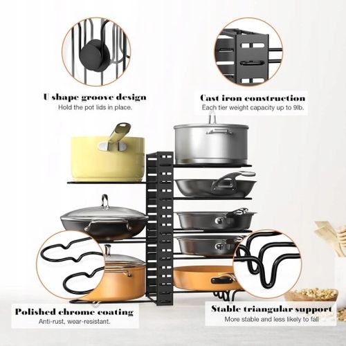 Stojak na Garnki i Pokrywki Kuchenny Organizer Regał Metalowy na Arena.pl