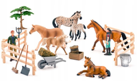 ZESTAW FIGURKI I AKCESORIA KONIE ZE STAJNI ZWIERZĄTKA 25 EL. FAUNICA WOODY
