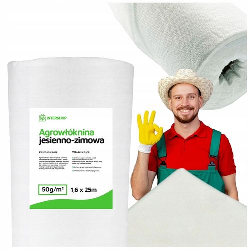 AGROWŁÓKNINA BIAŁA 1,6x25m 50g OKRYCIOWA JESIENNO ZIMOWA OTULINA DO na Arena.pl