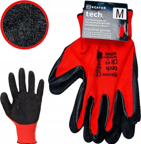 rękawice robocze mercator tech red+black latex - m - 1 para na Arena.pl