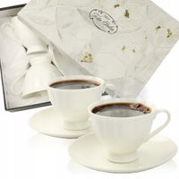 ZESTAW NA PREZENT FILIŻANEK 220 ML Z TALERZYKAMI PORCELANA DO KAWY HERBATY