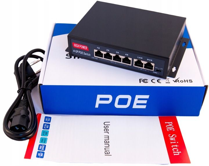 Switch Poe 4xPoe 2xUplink 75W HI-POE do kamer IP zdjęcie 3