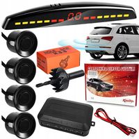 Zestaw PDC 4x Czujniki Parkowania Cofania Przód Tył Czarne Wyświetlacz Slim