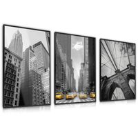 ZESTAW 3x Plakat W Ramie NEW YORK Wieżowce Miasto 60cm x 80cm