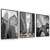 ZESTAW 3x Plakat W Ramie NEW YORK Wieżowce Miasto 30cm x 40cm