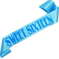 Sweet  sixteen - jasnoniebieska szarfa z niebieskim nadrukiem