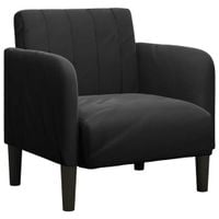 Sofa Fotel z Podłokietnikami Czarny 54 cm Aksamit