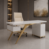 Białe złote biurko ze stali nierdzewnej Prima Premium 160x70x75