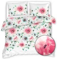 Pościel Satynowa 160X200 Biała W Kwiaty 20519