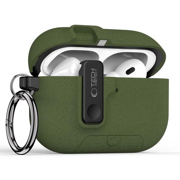 tech-protect slim hook apple airpods pro 3 olive green zdjęcie 2