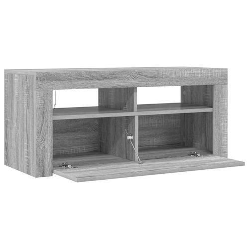Szafka pod TV z oświetleniem LED, szary dąb sonoma, 90x35x40 cm na Arena.pl