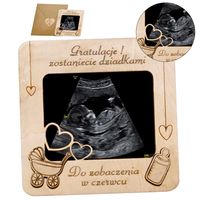 drewniana Ramka na zdjęcie USG zostaniesz babcią zostaniecie dziadkami