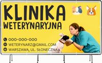 BANER REKLAMOWY 130x80cm RÓŻNE WZORY oczkowany KLINIKA WETERYNARYJNA