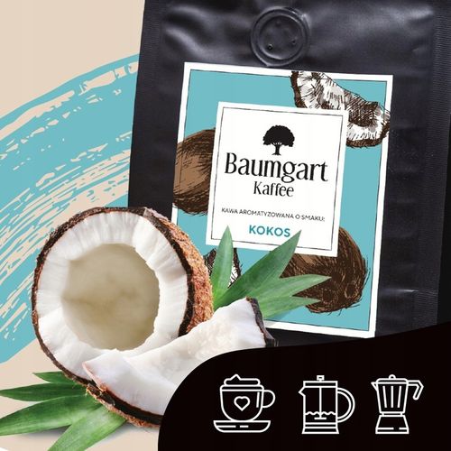 Kawa Smakowa MIELONA KOKOSOWA 200g 100% Arabica Świeżo Palona Baumgart na Arena.pl