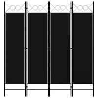 Parawan 4-panelowy, czarny, 160 x 180 cm