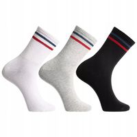Skarpetki Męskie Bawełniane Skarpety z Paskami Długie MORAJ 3-PARY 35-38