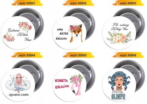 Przypinki buttony DZIEŃ KOBIET spersonalizowane na Arena.pl