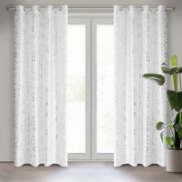 Firana na przelotkach ze srebrnym nadrukiem FEZA 140X250 biała + srebrna