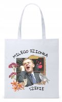 Donald Tusk Platforma Torba Eco Biała Shopper Z Nadrukiem Ze Zdjęciem