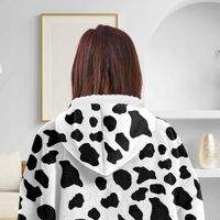BLUZOKOC KROWA PONCZO BLUZA Z KAPTUREM KIESZEŃ POLAR OVERSIZE W ŁATKI 100%