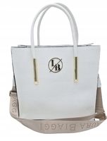 Laura Biaggi - elegancka torebka shopper biały groszek mat MG354