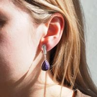 Klipsy - Czaroit łza 15x10mm w srebrze