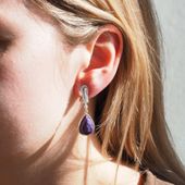 Klipsy - Czaroit łza 15x10mm w srebrze