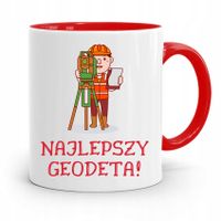 Kubek Czerwony Dla Geodety Najlepszy Geodeta! Z Nadrukiem Ze Zdjęciem