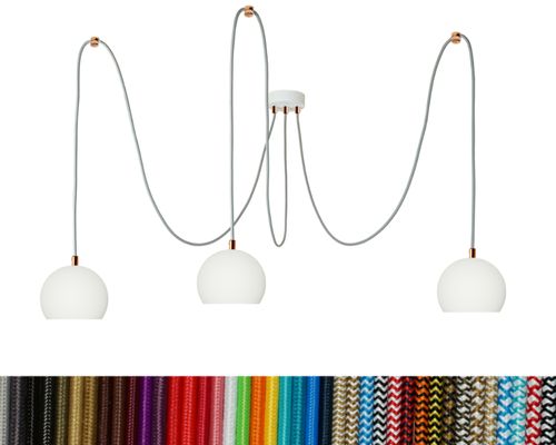 LAMPA kula biała z białym metalowym hamulcem pająk 3 wisząca na Arena.pl