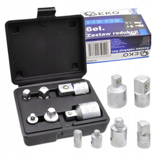 ZESTAW REDUKCJI CHROMOWANYCH NASADKI 1/4 1/2 3/4 3/8 6EL ADAPTERÓW G13543 na Arena.pl