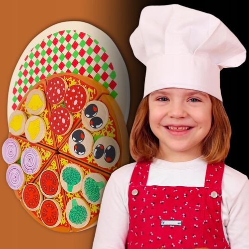 DREWNIANA PIZZA DO KROJENIA UKŁADANKA NA RZEP RZEPY AKCESORIA NÓŻ na Arena.pl