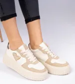 Brązowe sneakersy damskie z brokatowym serduszkiem Laira 39