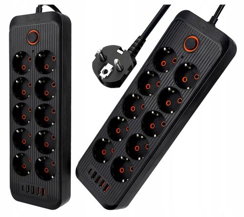 Przedłużacz Listwa Zasilająca Sieciowa 3M 10 Gniazd + 5X USB Ładowarka na Arena.pl
