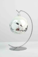 Biała Połyskliwa Bombka na Boże Narodzenie na Stojaku 80