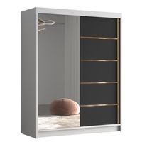 Szafa przesuwna FLAVIO III 150-pojemna garderoba-BIAŁY/CZARNY