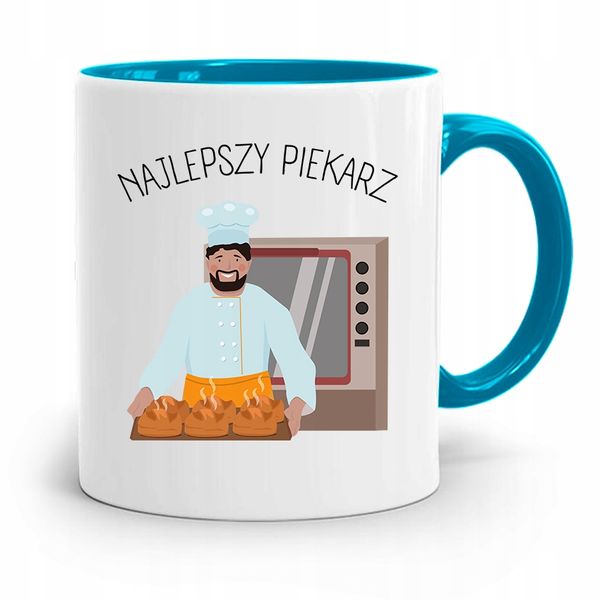 Kubek Błękitny Prezent Dla Najlepszego Piekarza Z Nadrukiem Ze Zdjęciem zdjęcie 1