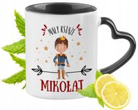 Kubek Czarny Z Uszkiem W Kształcie Serca Dla Mikołaja Idealny Na Prezent