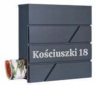 SKRZYNKA POCZTOWA NA LISTY POCZTĘ Z GAZETNIKIEM NUMEREM DOMU NAZWĄ
