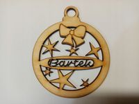 Bombka 9 cm ze sklejki "Gwiazdki z kokardką na pustym tle"