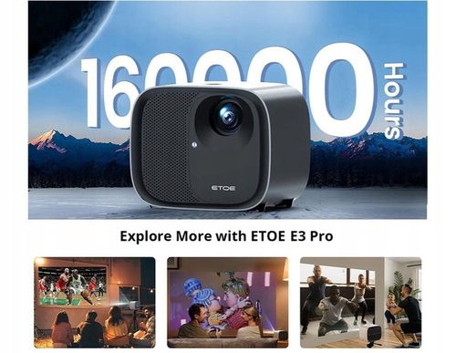 1080P PROJEKTOR LCD 600ANSI ETOE E3 PRO ANDROID TV 11.0 NETFLIX 3000:1 na Arena.pl