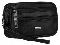 Saszetka męska skórzana do ręki czarny piterek na dokumenty skóra naturalna