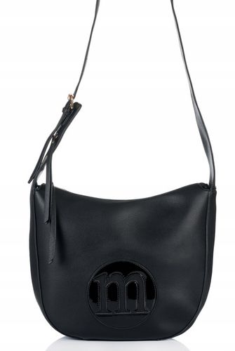 Torebka DUŻA Listonoszka MONNARI CZARNA LOGO Pojemna Praktyczna do pracy na Arena.pl